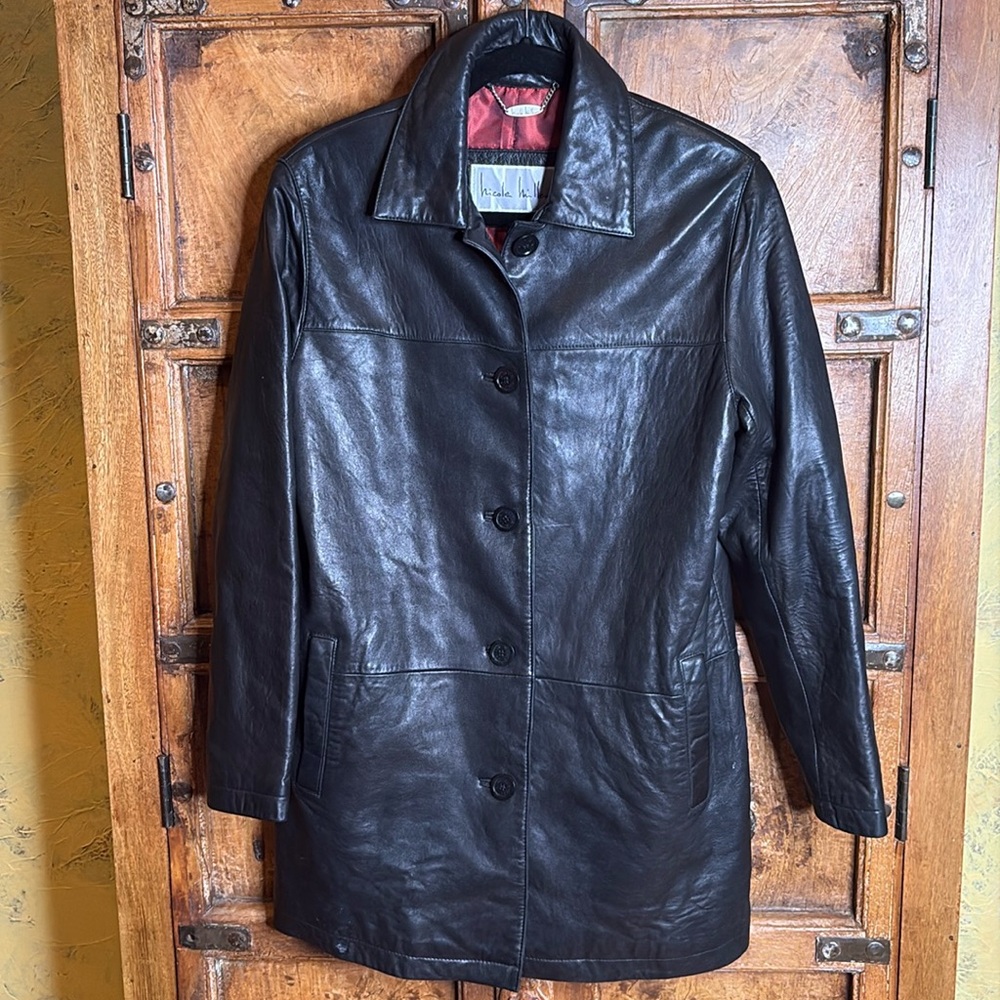 Vintage Nicole Miller Black leather jacket. Gorgeous! Sz S - Picture 1 of 10
